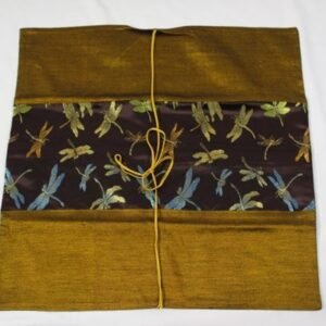 Thai cushion cover in golden color with dragonfly design