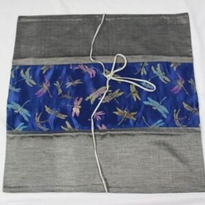 Thai cushion cover in gray color with dragonfly design