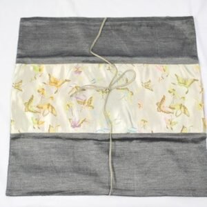 Thai cushion cover in dark gray color with butterfly pattern
