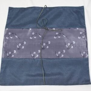 Thai cushion cover in prussian blue color with flower pattern