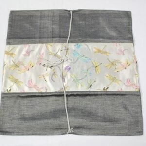 Thai cushion cover in dark gray color with dragonfly pattern