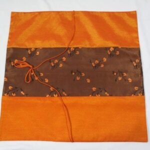 Thai cushion cover in orange color with floral design
