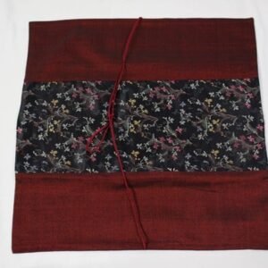 Thai cushion cover in maroon color with flower pattern