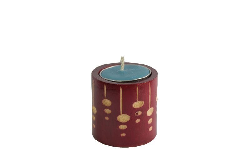 mango_wood_cylinder_candle_holder_thailand_handicrafts_wholesale_cm00103012 Mango Wood Cylinder Candle Holder with dot design