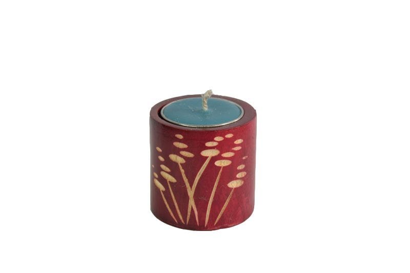 mango_wood_cylinder_candle_holder_thailand_handicrafts_wholesale_cm00303012 Mango Wood Cylinder Candle Holder with leaf pattern
