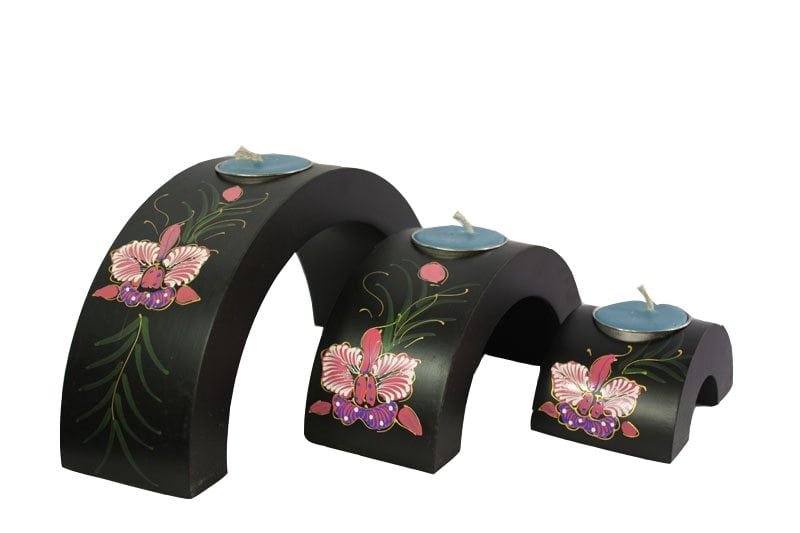 mango_wood_half_circle_candle_holder_thailand_handicrafts_wholesale_cm05902012 Thailand handicrafts Wholesale Mango Wood Hexagon Candle Holder Set with flower design