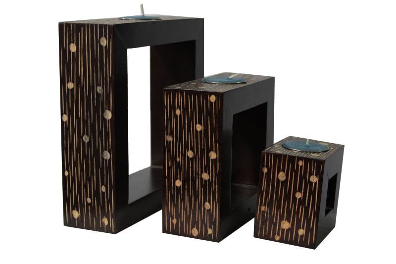 mango_wood_rectangle_candle_holder_thailand_handicrafts_wholesale_cm00202012 Mango Wood Rectangle Candle Holder Set with spots and stripes design