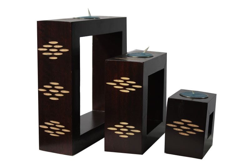 mango_wood_rectangle_candle_holder_thailand_handicrafts_wholesale_cm00402012 Mango Wood Rectangle Candle Holder Set with spots pattern