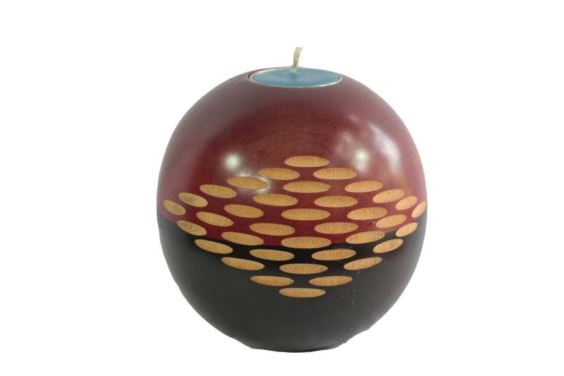 mango_wood_round_candle_holder_chiang_mai_handicrafts_wholesale_cm04003012 Mango Wood Round Candle Holder with spots design