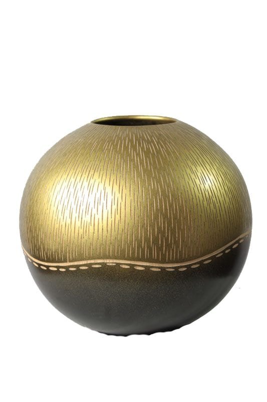 Mango Wood Round Candle Holder with stripes design