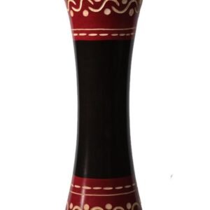 Medium Mango Wood Vase in black and red color with spots pattern