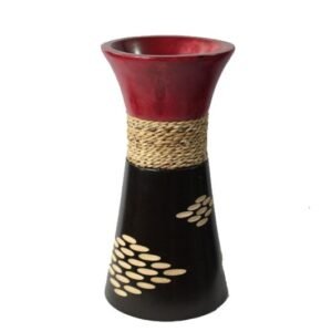 Mango Wood Large Vase in black and red color with white spot