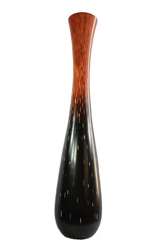 Mango Wood Vase with stripes design