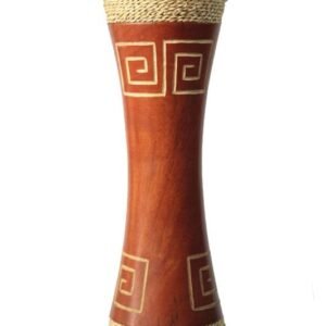Medium Mango Wood Vase in orange color with maze design