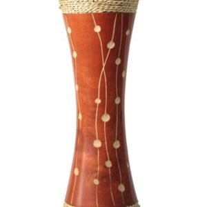 Medium Mango Wood Vase in orange color with spots design
