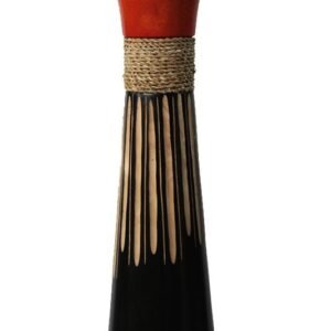 Large Mango Wood Vase with stripes design