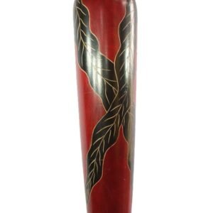 Mango Wood Vase with leaf pattern
