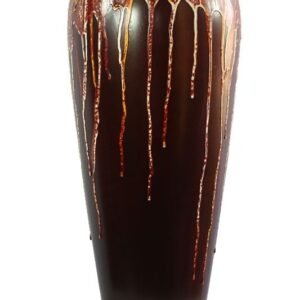 Thailand handicrafts Wholesale Large Mango Wood Vase with stripes design