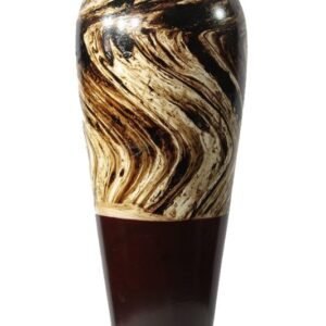 Thailand handicrafts Wholesale Large Mango Wood Vase with stripes design