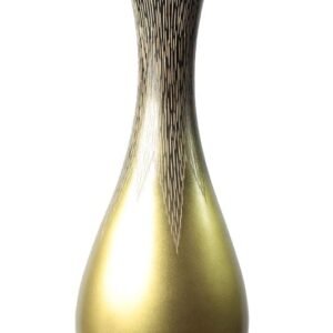 Medium Mango Wood Vase in black and gold color with stripes design