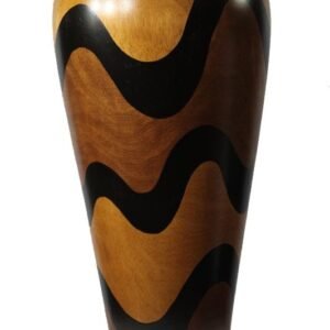 Chiang Mai handicrafts Wholesale Large Mango Wood Vase with stripes pattern