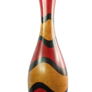 Medium Mango Wood Vase with Stripes design