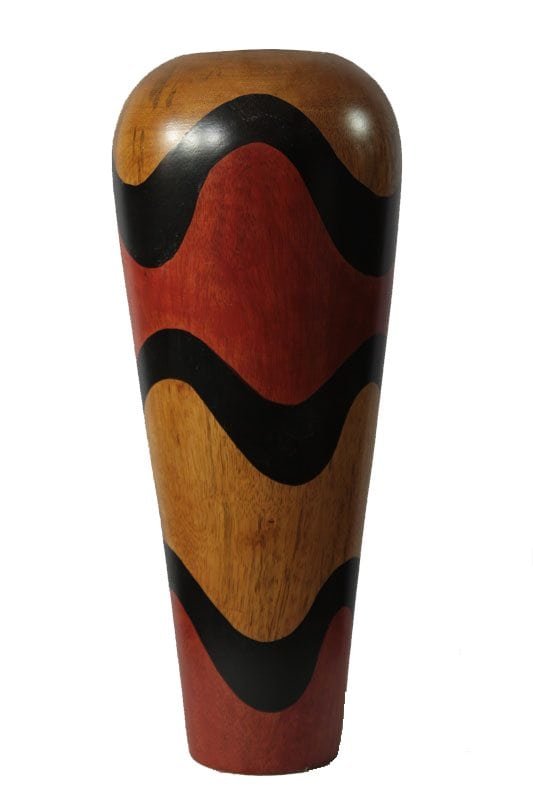 mango_wood_vase_chiangmai_wholesale_handicrafts_cm01153012 Chiang Mai handicrafts Wholesale Large Mango Wood Vase with stripes pattern