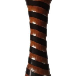 Medium Mango Wood Vase in brown color with Stripes design