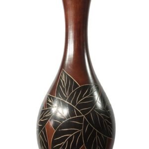 Medium Mango Wood Vase with leaf design