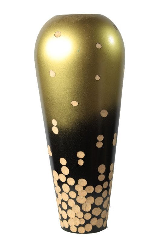 Large Mango Wood Vase with spots design