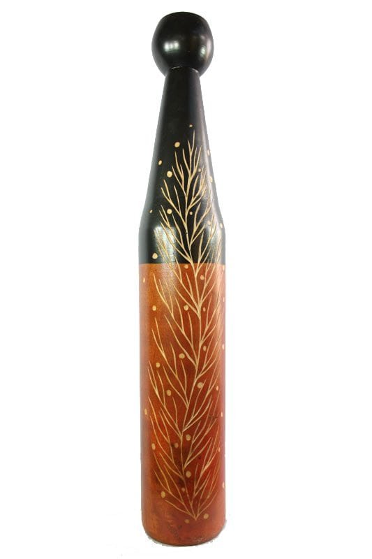 Large Mango Wood Vase with leaf design