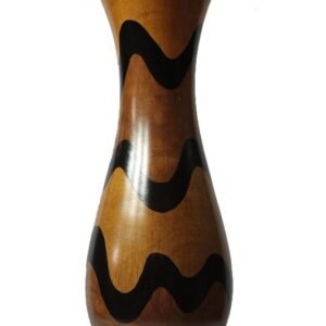 Mango Wood Vase with stripes design