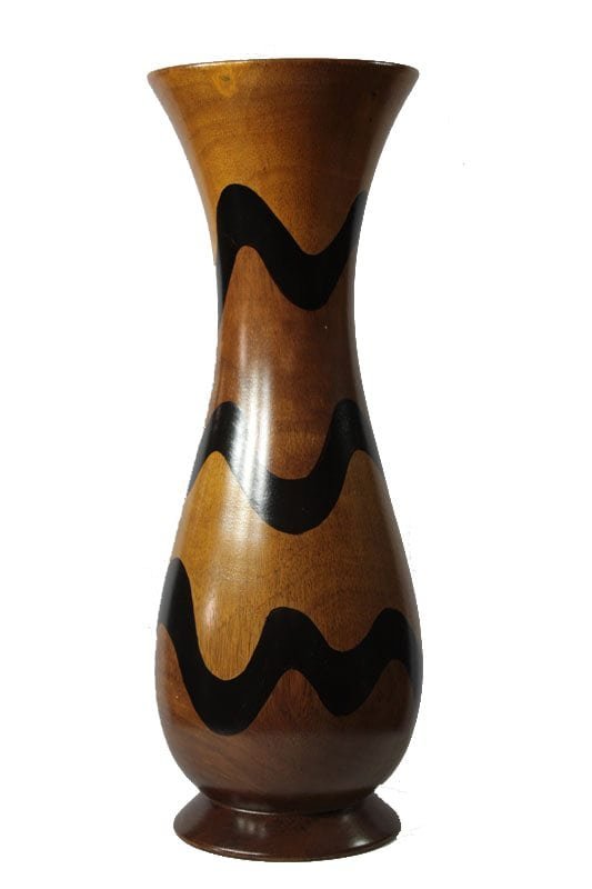 Mango Wood Vase with stripes design