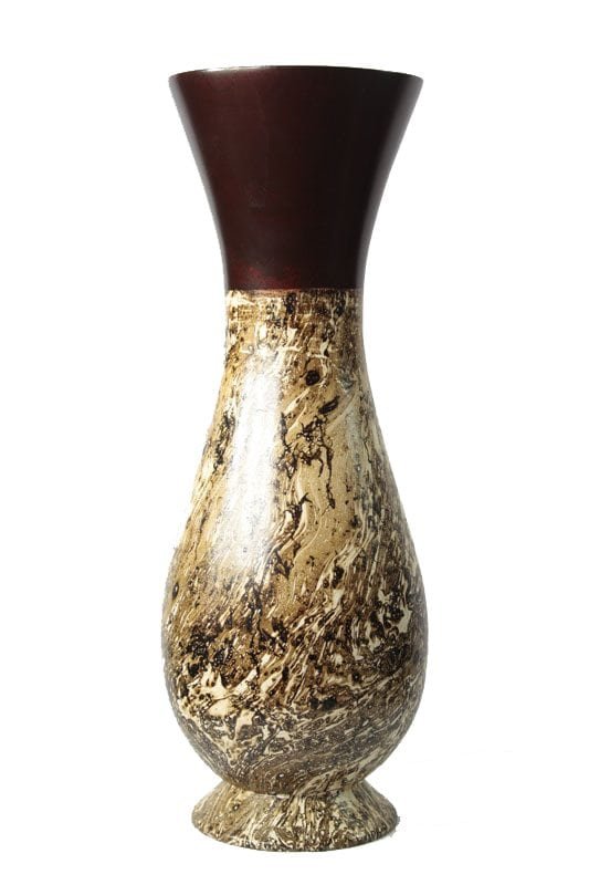 Mango Wood Vase with marbled design