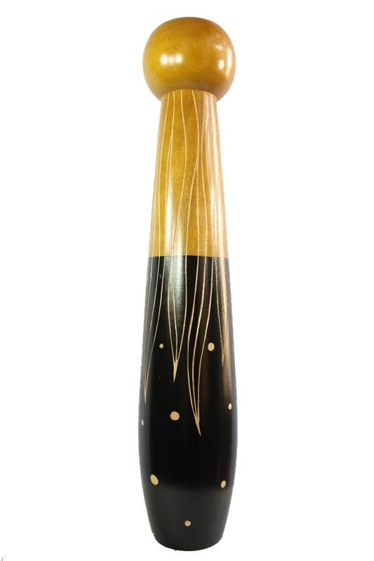 mango_wood_vase_chiangmai_wholesale_handicrafts_cm02256012 Large Mango Wood Vase with stripes design