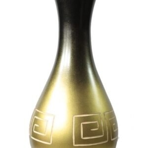 Medium Mango Wood Vase in black and gold color with maze design