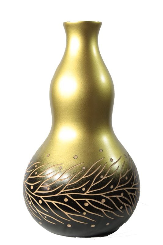 Thailand handicrafts Wholesale Large Mango Wood Vase with leaf design