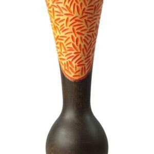 Mango Wood Vase with stripes design