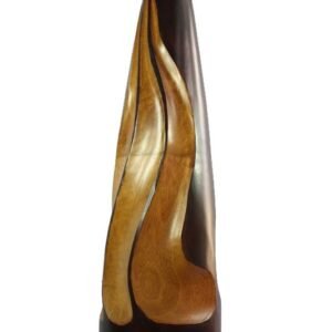 Mango Wood Vase with leaf pattern