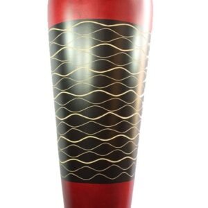 Thailand handicrafts Wholesale Large Mango Wood Vase with stripes design