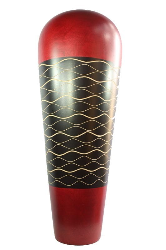 Thailand handicrafts Wholesale Large Mango Wood Vase with stripes design