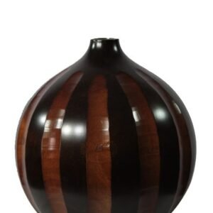 Large Mango Wood Vase with stripes design