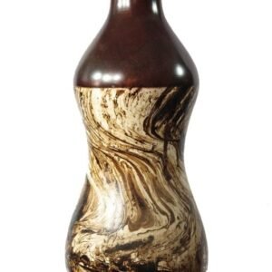 Large Mango Wood Vase with stripes design