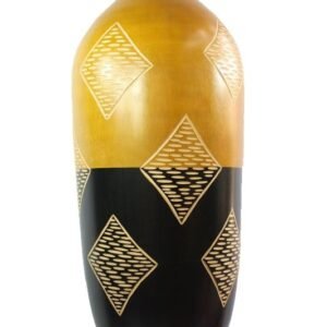 Large Mango Wood Vase with stripes design