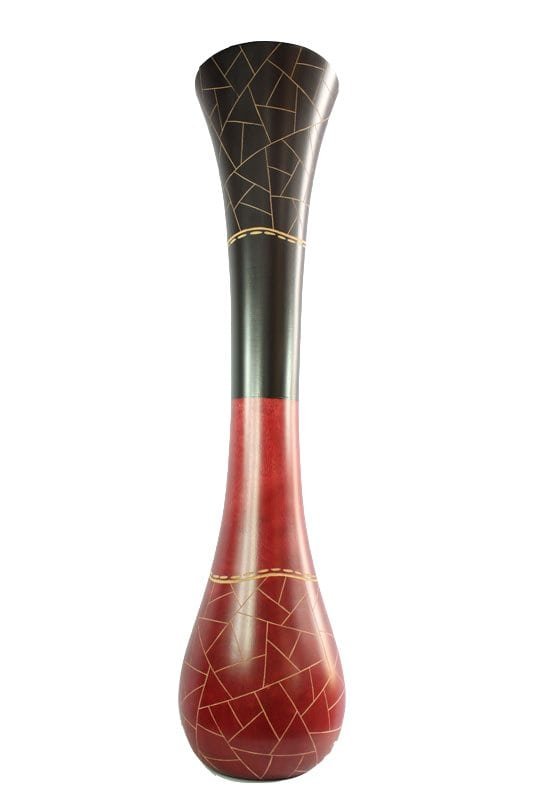 Mango Wood Vase with stripes design