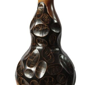 Large Mango Wood Vase with stripes design