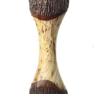 Large Mango Wood Vase with stripes design