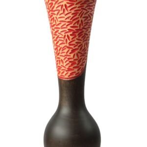 Mango Wood Vase with stripes design