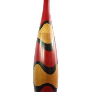 Large Mango Wood Vase with Stripes design