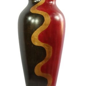 Large Mango Wood Vase with stripes design